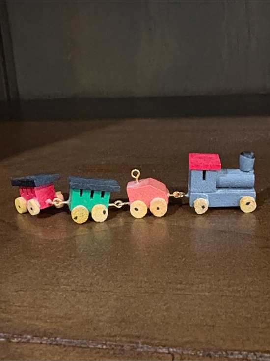 Vintage Other - Wooden Mini Train Set For Decor - Blue, Red, Green